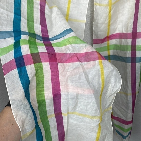 Burberry Lightweight Plaid Check Neck Scarf Sheer Chiffon Spring Summer - Picture 8 of 8